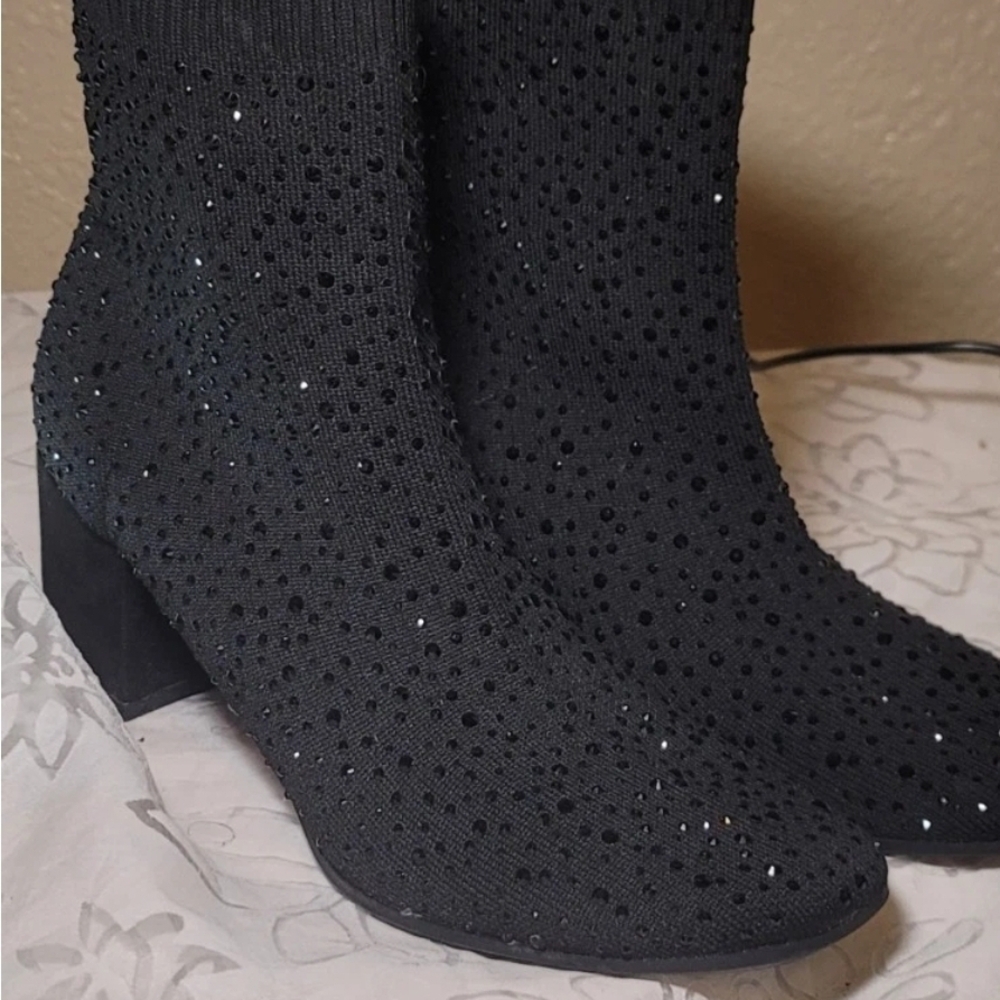 Kenneth Cole Black Sparkle Heeled Boots